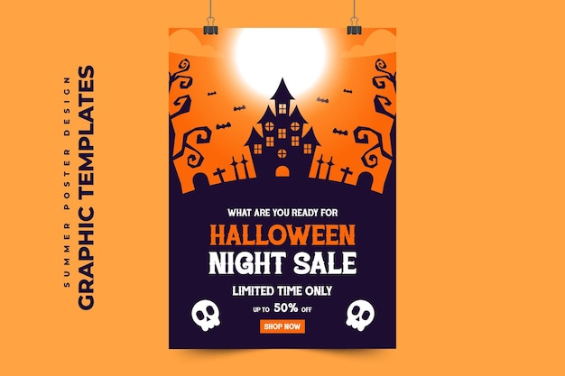 Vector plantilla de diseño gráfico con temática de halloween fácil de personalizar diseño simple y elegante