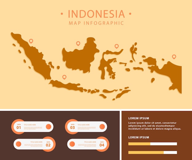 Vector plantilla de diseño de gráficos de mapa de indonesia