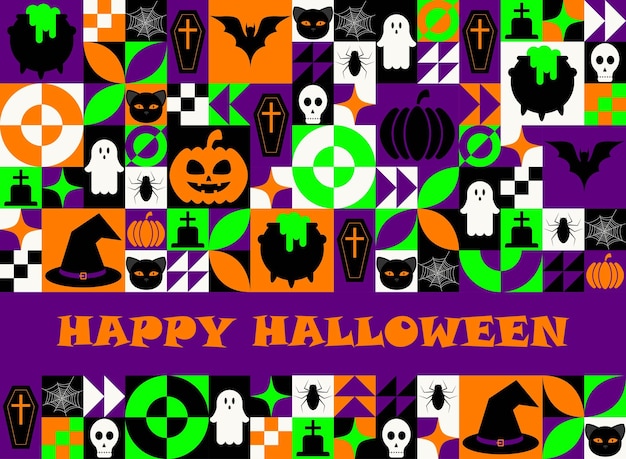 Plantilla de diseño de Halloween feliz para el poster de tarjeta de banner de fondo Ilustración vectorial