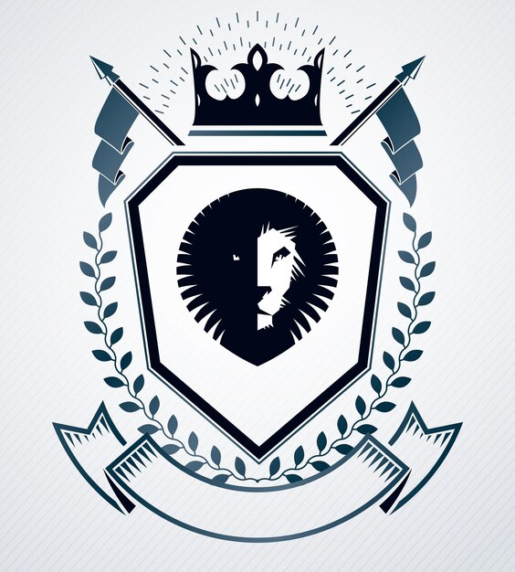 Plantilla de diseño de heráldica vintage, emblema vectorial.