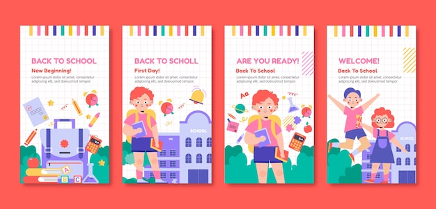 Plantilla de diseño de historias de instagram de regreso a la escuela