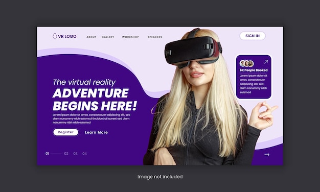 plantilla de diseño de historias web de eventos de realidad virtual o plantila de diseño de interfaz de página de aterrizaje de juegos 3D