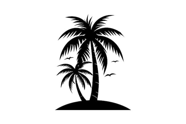plantilla de diseño de icona de palma vector aislado diseño de silueta de árbol de coco