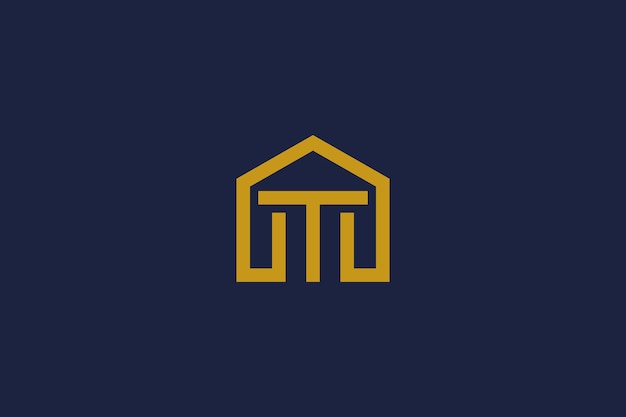 plantilla de diseño de icono de la letra t del logotipo con logotipo de inspiración de hogar vectorial