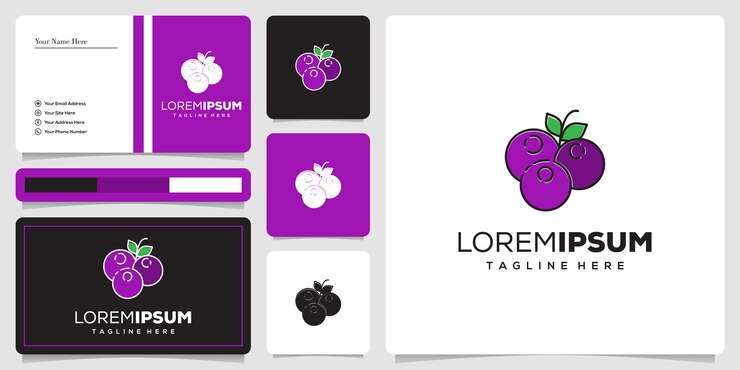 Vector plantilla de diseño de icono de línea de arte de logotipo de mangostán y tarjeta de visita