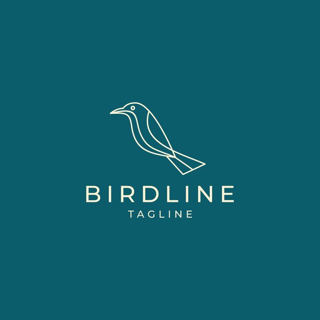 Plantilla de diseño de icono de logotipo de arte de línea de aves