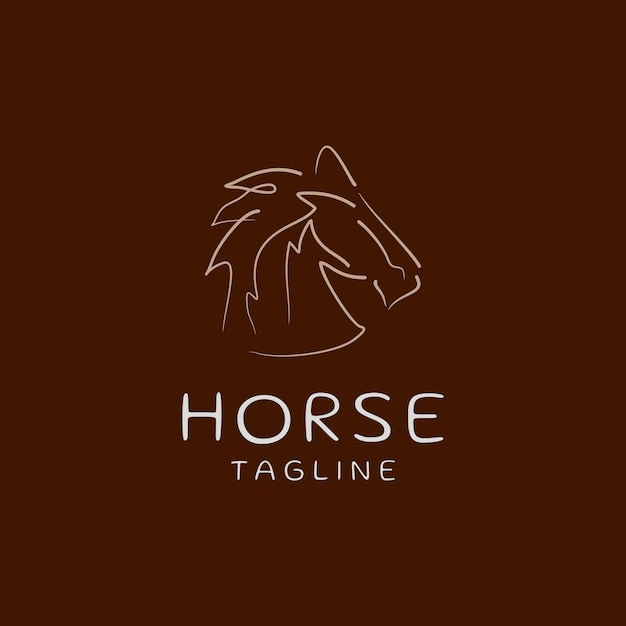Plantilla de diseño de icono de logotipo de arte de línea de caballo