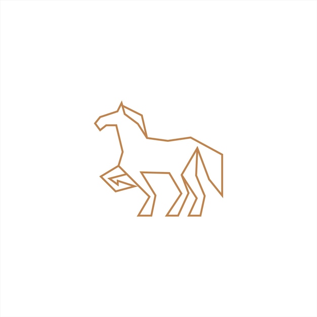Plantilla de diseño de icono de logotipo de arte de línea de caballo