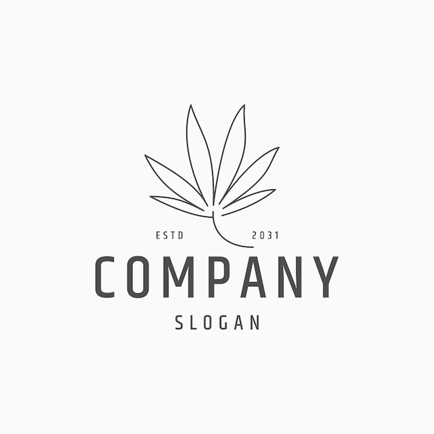 Plantilla de diseño de icono de logotipo de arte de línea de cannabis