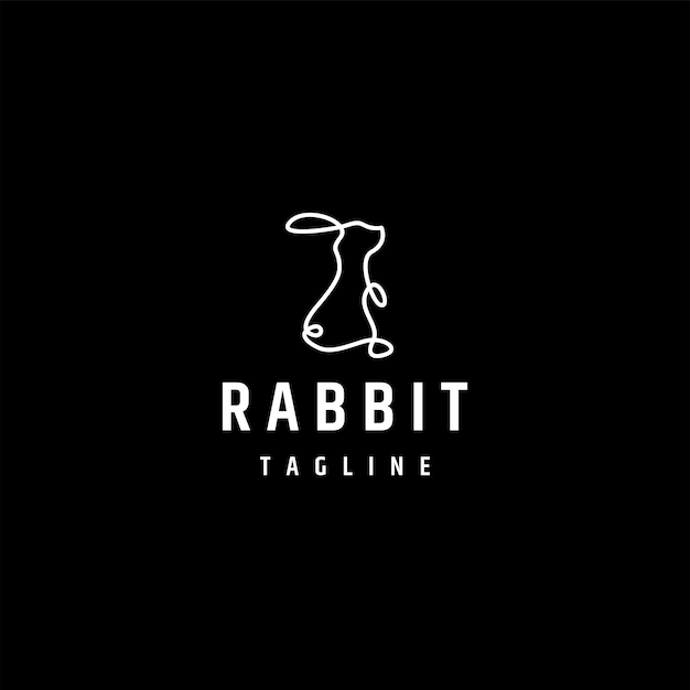 Plantilla de diseño de icono de logotipo de arte de línea de conejo