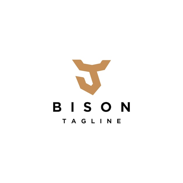 Plantilla de diseño de icono de logotipo de bisonte