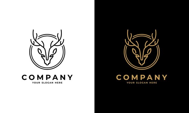 plantilla de diseño de icono del logotipo de la cabeza de ciervo
