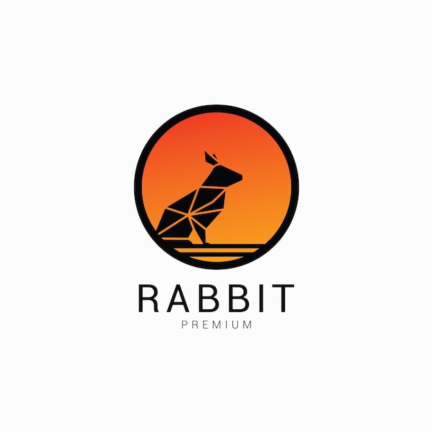 Plantilla de diseño de icono de logotipo de cabeza de conejo Vector Premium