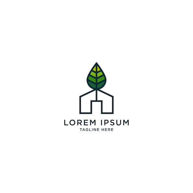 Plantilla de diseño de icono de logotipo de casa ecológica Hoja de naturaleza verde Ilustración vectorial moderna