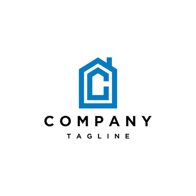 Plantilla de diseño de icono de logotipo de casa de letra inicial C