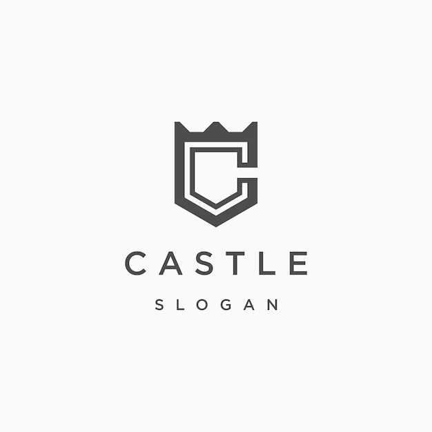 Plantilla de diseño de icono de logotipo de castillo de letra C