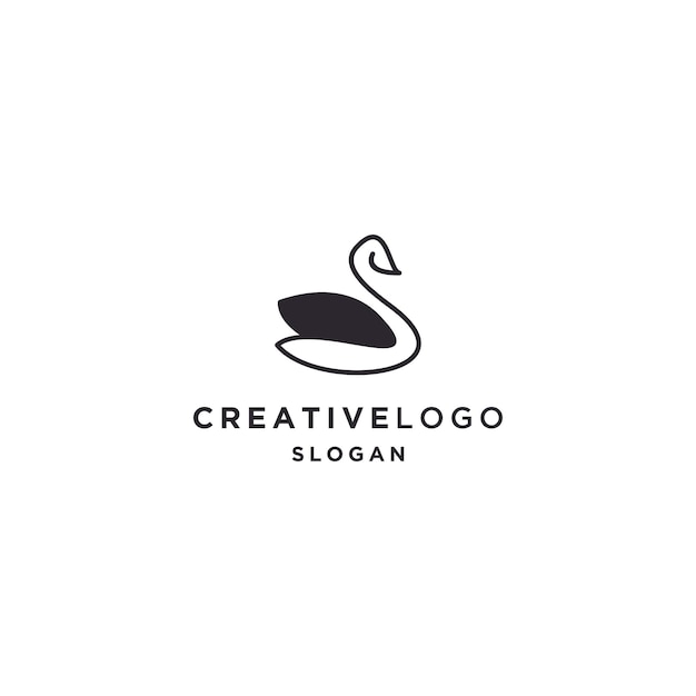 Plantilla de diseño de icono de logotipo de cisne