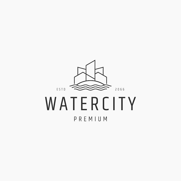 Plantilla de diseño de icono de logotipo de ciudad de agua