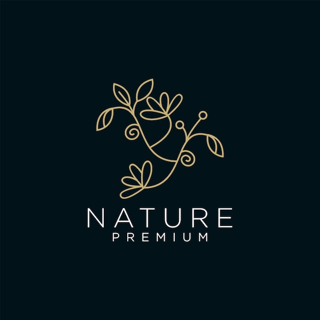 Plantilla de diseño de icono de logotipo de crecimiento de flor de hoja natural Vector plano de spa cosmético de belleza de lujo