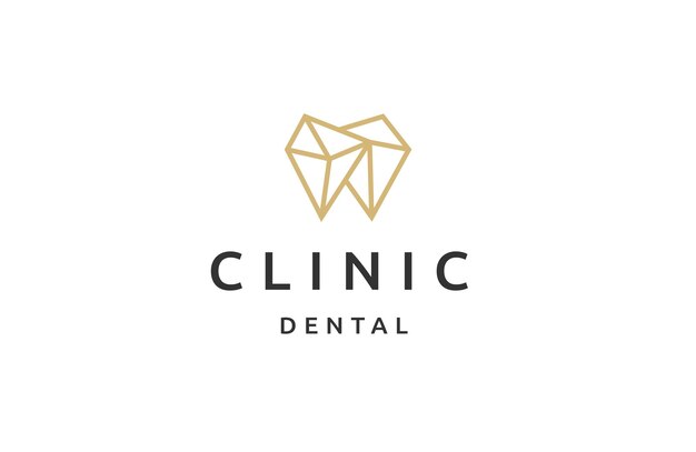 plantilla de diseño de icono de logotipo dental geométrico de vector plano