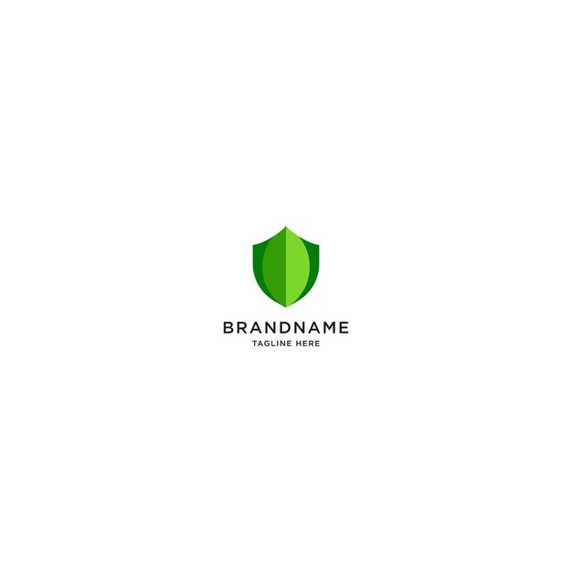 Plantilla de diseño de icono de logotipo de escudo ecológico Hoja verde Protección segura Ilustración vectorial moderna