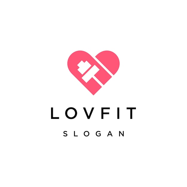 Plantilla de diseño de icono de logotipo de fitness de amor