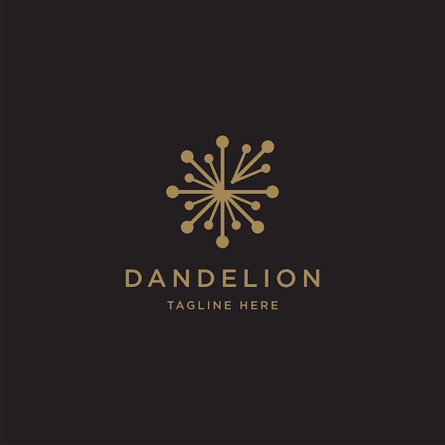 Plantilla de diseño de icono de logotipo de flor de diente de león Elegante lujo Flor de oro Spa Cosmético vector plano