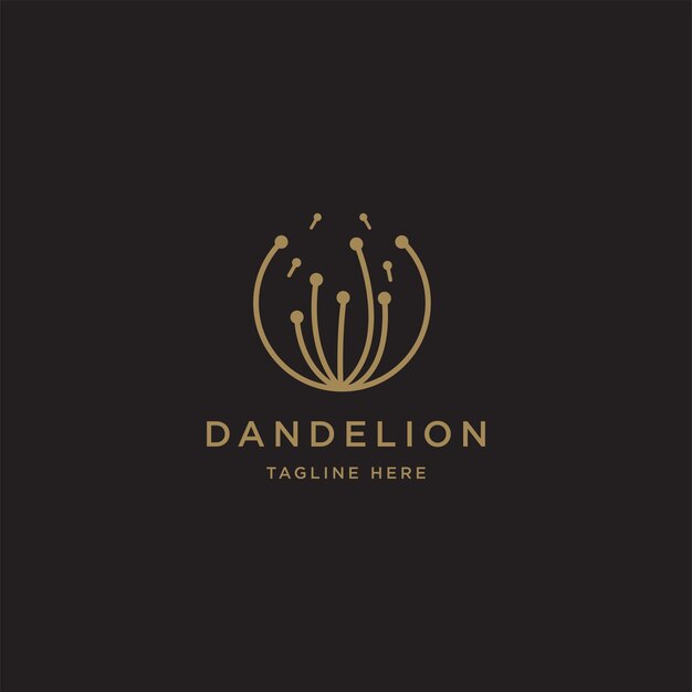 Plantilla de diseño de icono de logotipo de flor de diente de león Elegante lujo Flor de oro Spa Cosmético vector plano