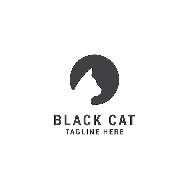 Plantilla de diseño de icono de logotipo de gato negro Vector premium de lujo elegante