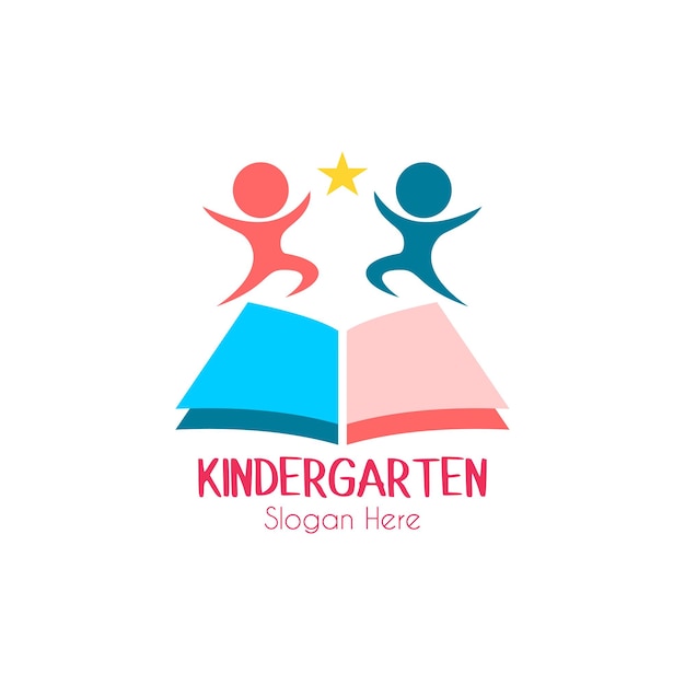 Plantilla de diseño de icono de logotipo de grupo de juego de jardín de infantes preescolar Ilustración de vector de escuela de niños