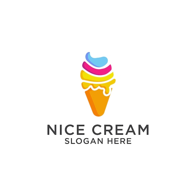 Plantilla de diseño de icono de logotipo de helado Vector premium de lujo elegante