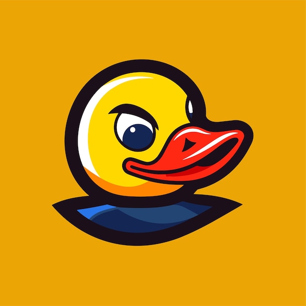 Plantilla de diseño de icono de logotipo de ilustración de vector de cabeza de pato de divertidos dibujos animados