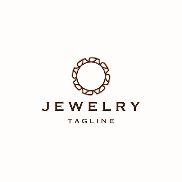 Plantilla de diseño de icono de logotipo de joyería de anillo vector plano real de belleza elegante