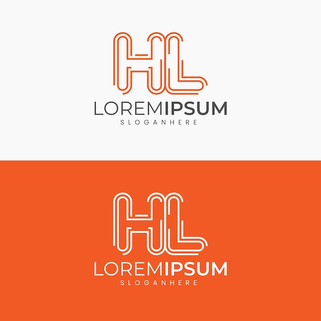 Plantilla de diseño de icono de logotipo de letra mínima hl