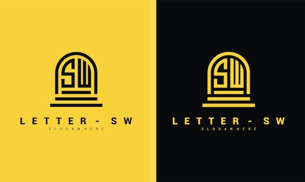 Plantilla de diseño de icono de logotipo de letra sw vector premium vector premium