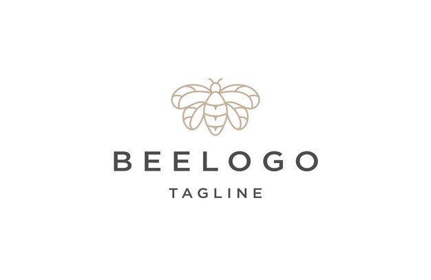 plantilla de diseño de icono del logotipo de la línea de abejas