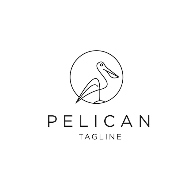 Plantilla de diseño de icono de logotipo de línea Pelican