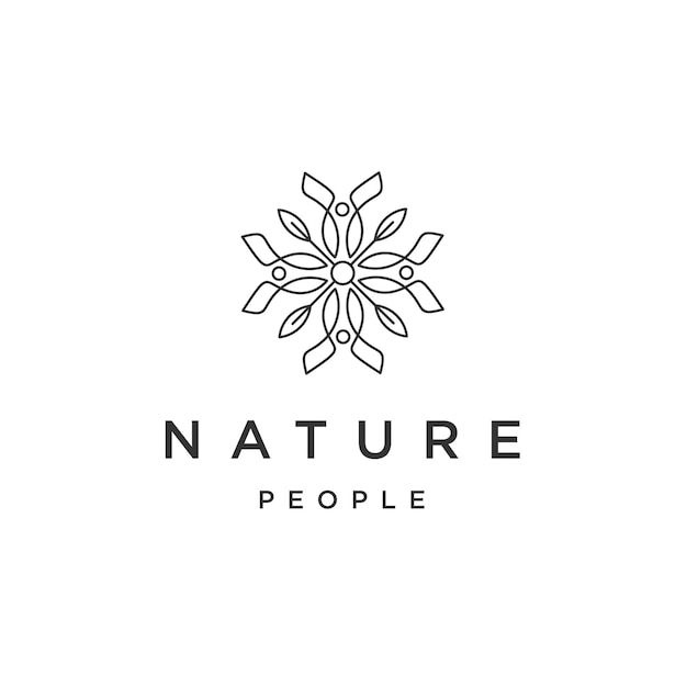 Plantilla de diseño de icono de logotipo de línea de personas de naturaleza