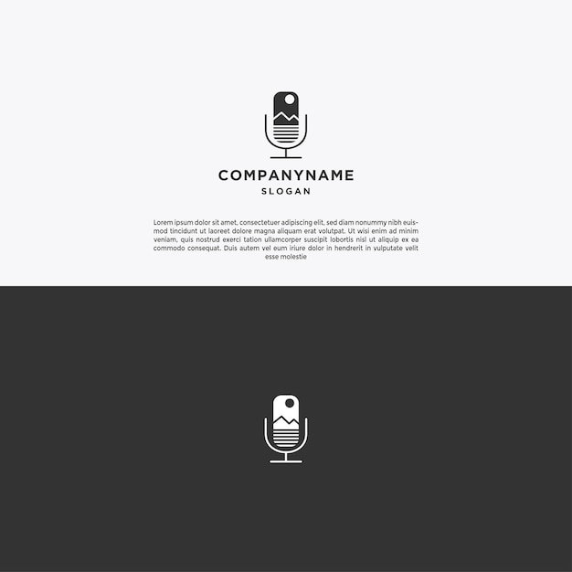 Plantilla de diseño de icono de logotipo de montaña de podcast