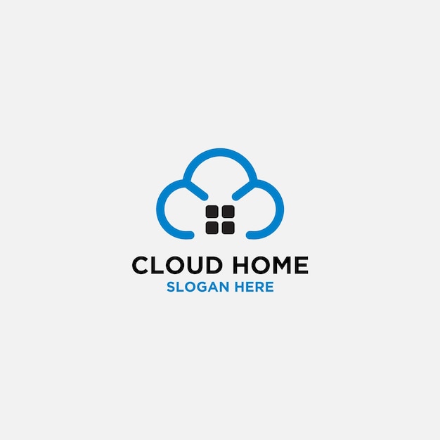 Plantilla de diseño de icono de logotipo de nube y hogar
