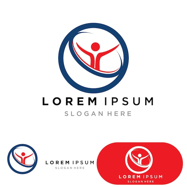 Plantilla de diseño de icono de logotipo de personas de fitness de yoga
