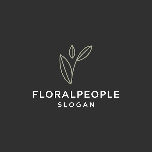 Plantilla de diseño de icono de logotipo de personas florales