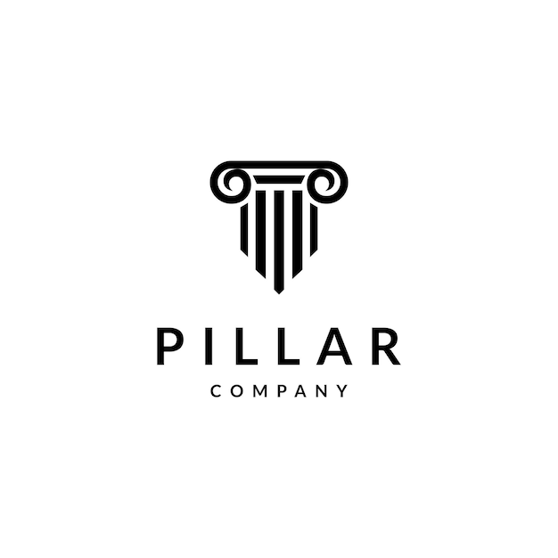 Vector plantilla de diseño de icono de logotipo de pilar vector plano