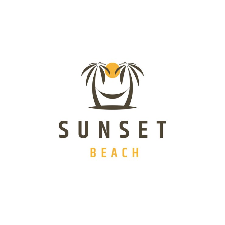 Vector plantilla de diseño de icono de logotipo de puesta de sol de palm beach