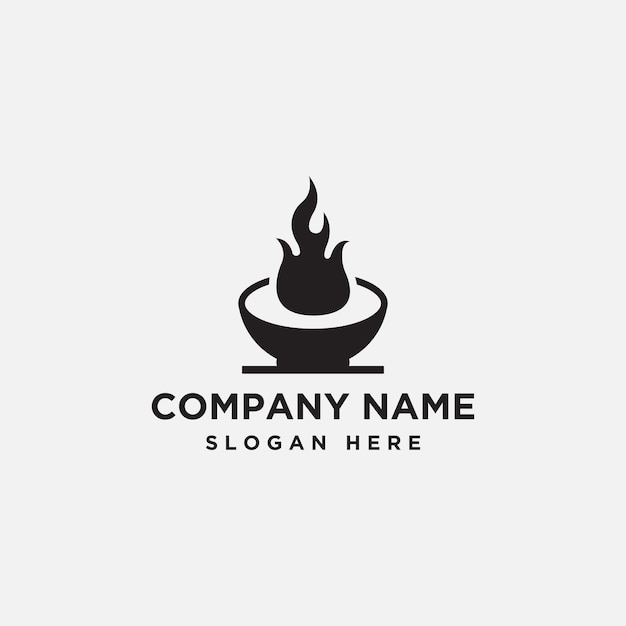 Plantilla de diseño de icono de logotipo de tazón de fuente de fuego