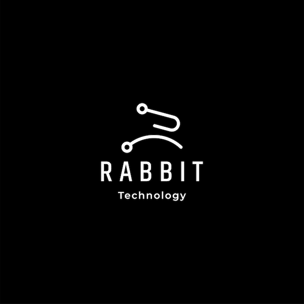 Plantilla de diseño de icono de logotipo de tecnología de conejo