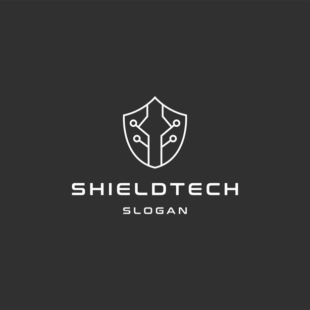 Plantilla de diseño de icono de logotipo de tecnología shiled