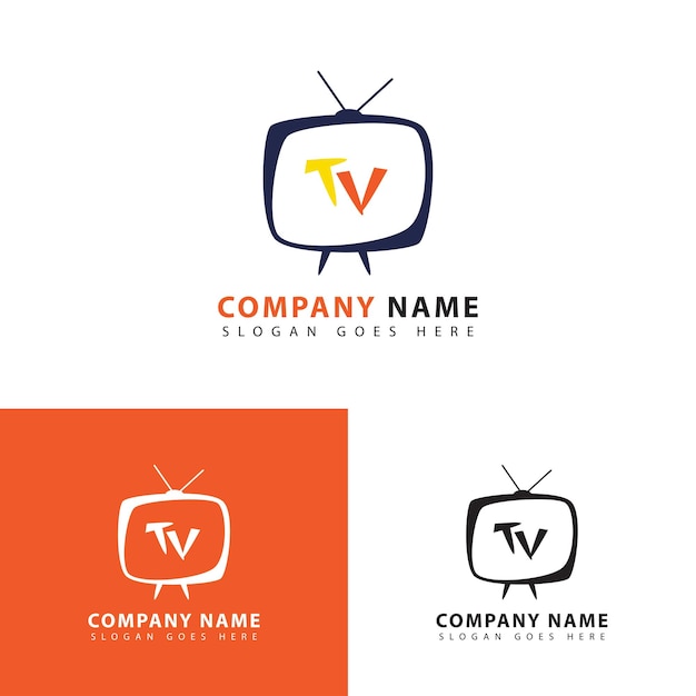 Vector plantilla de diseño de icono de logotipo de televisión moderna abstracta para redes sociales de canal de sitio web de empresa