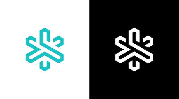 Plantilla de diseño de icono de monograma de vector de logotipo de copos de nieve