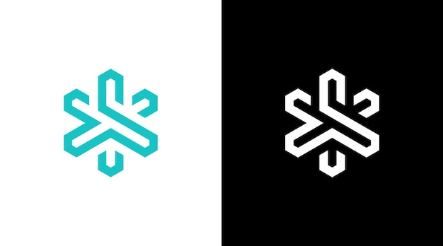 Plantilla de diseño de icono de monograma de vector de logotipo de copos de nieve